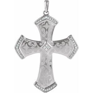 Sterling Silver 1/5 CTW Natural Diamond Cross Pendant