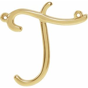 10K Yellow Gold Script Initial T Necklace Center