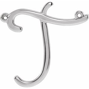 18K White Gold Script Initial T Necklace Center