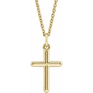 14K Yellow Gold Cross 18" Necklace