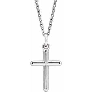 14K White Gold Cross 18" Necklace
