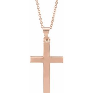 14K Rose Gold Cross 18" Necklace
