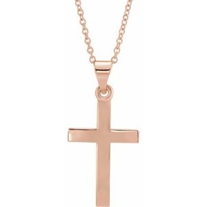 14K Rose Gold Cross 18" Necklace