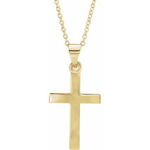 14K Yellow Gold Cross 18" Necklace