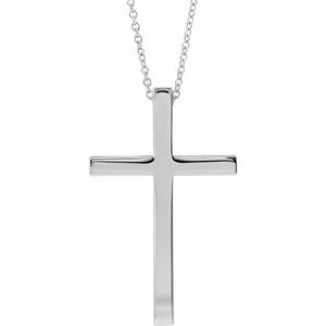 14K White Gold 29.5x18.2 mm Cross 18" Necklace