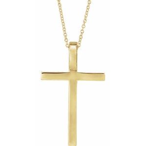 14K Yellow Gold 29.5x18.2 mm Cross 18" Necklace