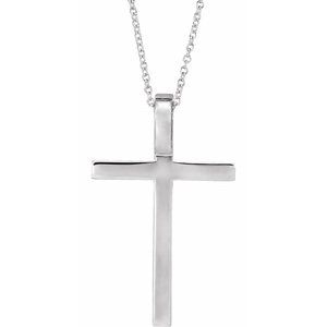 14K White Gold 29.5x18.2 mm Cross 18" Necklace