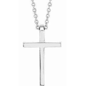 14K White Gold 12x7.6 mm Cross 18" Necklace
