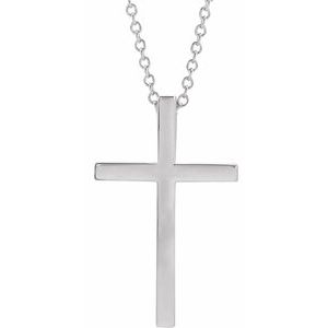 14K White Gold 21.7x13.5 mm Cross 18" Necklace