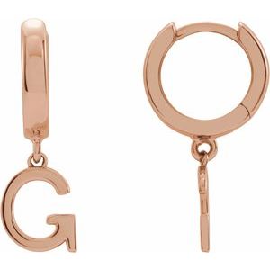 14K Rose Gold Initial G Hinged Huggie Earring