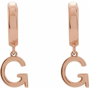 14K Rose Gold Initial G Hinged Huggie Earring