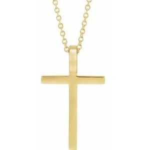 14K Yellow Gold 21.7x13.5 mm Cross 18" Necklace