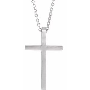 14K White Gold 21.7x13.5 mm Cross 18" Necklace