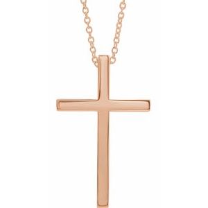 14K Rose Gold 25.7x15.7 mm Cross 18" Necklace
