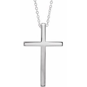 14K White Gold 25.7x15.7 mm Cross 18" Necklace