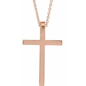 14K Rose Gold 25.7x15.7 mm Cross 18" Necklace