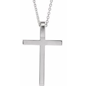 14K White Gold 25.7x15.7 mm Cross 18" Necklace