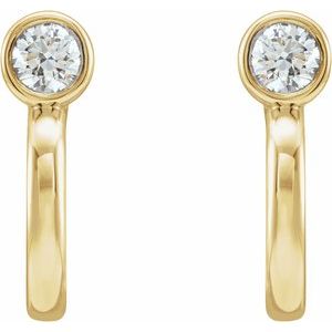 14K Yellow Gold 1/5 CTW Natural Diamond Huggie J-Hoop Earring