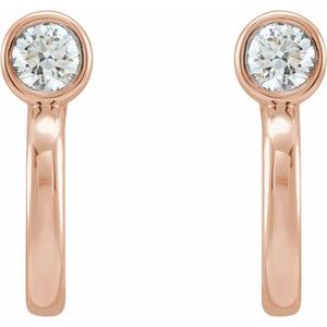 14K Rose Gold 1/5 CTW Natural Diamond Huggie J-Hoop Earring