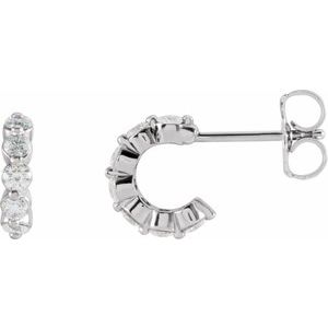 14K White Gold 3/8 CTW Natural Diamond 9.25 mm Hoop Earrings