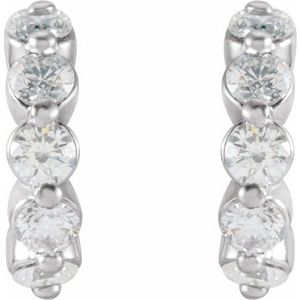 14K White Gold 3/8 CTW Natural Diamond 9.25 mm Hoop Earrings