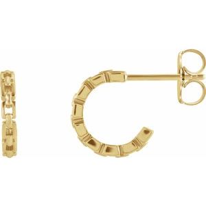 14K Yellow Gold Chain Link 10.2 mm Hoop Earrings