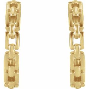 14K Yellow Gold Chain Link 10.2 mm Hoop Earrings