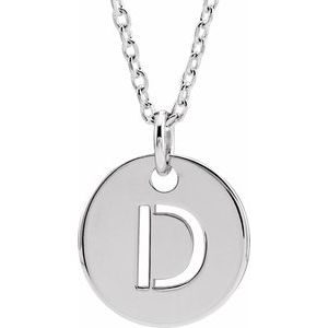 14K White Gold Initial D 16-18" Necklace