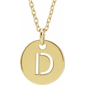 14K Yellow Gold Initial D 16-18" Necklace
