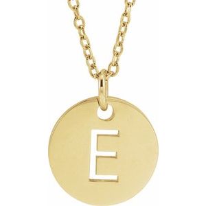 14K Yellow Gold Initial E 16-18" Necklace