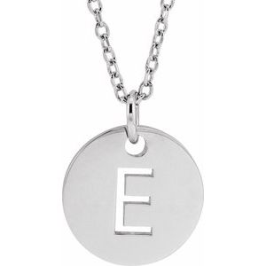 14K White Gold Initial E 16-18" Necklace