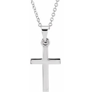 14K White Gold Cross 18" Necklace
