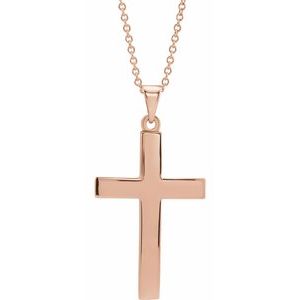 14K Rose Gold Cross 18" Necklace