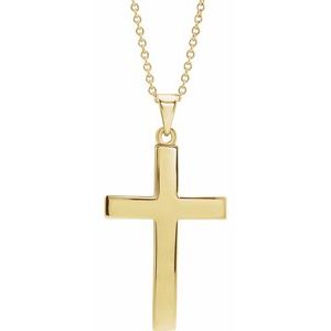 14K Yellow Gold Cross 18" Necklace