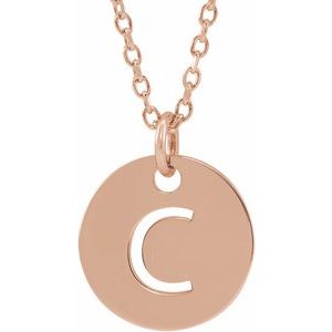 14K Rose Gold Initial C 16-18" Necklace