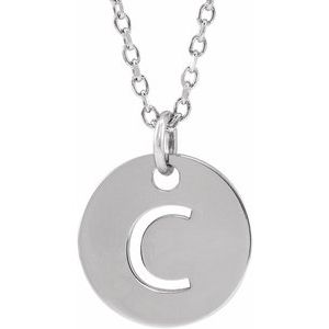 14K White Gold Initial C 16-18" Necklace