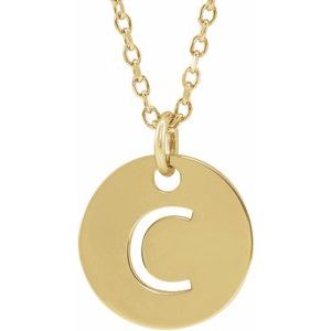 14K Yellow Gold Initial C 16-18" Necklace