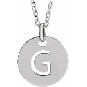 14K White Gold Initial G 16-18" Necklace