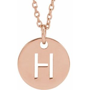 14K Rose Gold Initial H 16-18" Necklace