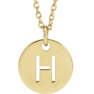 14K Yellow Gold Initial H 16-18" Necklace