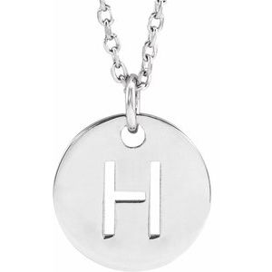 14K White Gold Initial H 16-18" Necklace