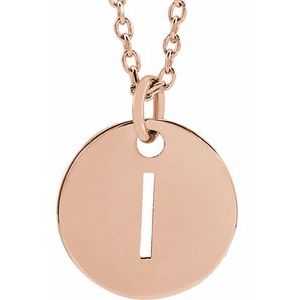 14K Rose Gold Initial I 16-18" Necklace