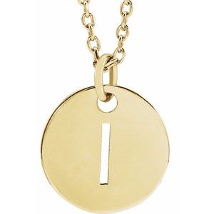 14K Yellow Gold Initial I 16-18" Necklace