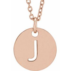 14K Rose Gold Initial J 16-18" Necklace