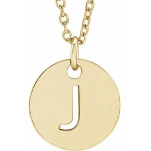 14K Yellow Gold Initial J 16-18" Necklace