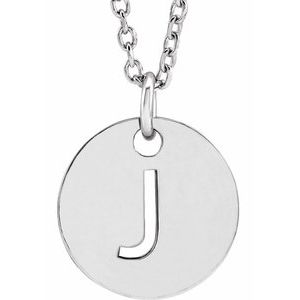 14K White Gold Initial J 16-18" Necklace