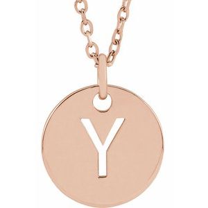 14K Rose Gold Initial Y 16-18" Necklace