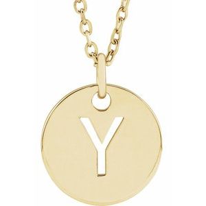 14K Yellow Gold Initial Y 16-18" Necklace