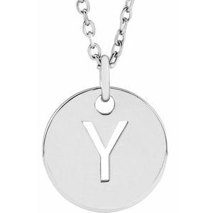 14K White Gold Initial Y 16-18" Necklace
