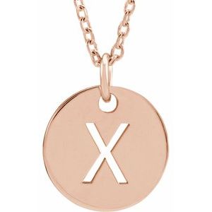 14K Rose Gold Initial X 16-18" Necklace